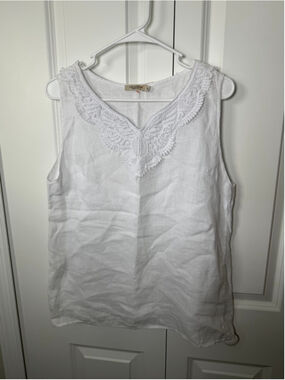 Viola Borghi White Linen Tank Top M